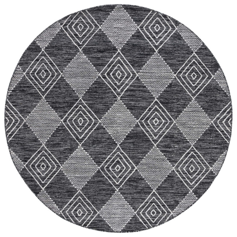 Abbie-Gayle Flat Weave Performance Geometric Rug, Round 6'