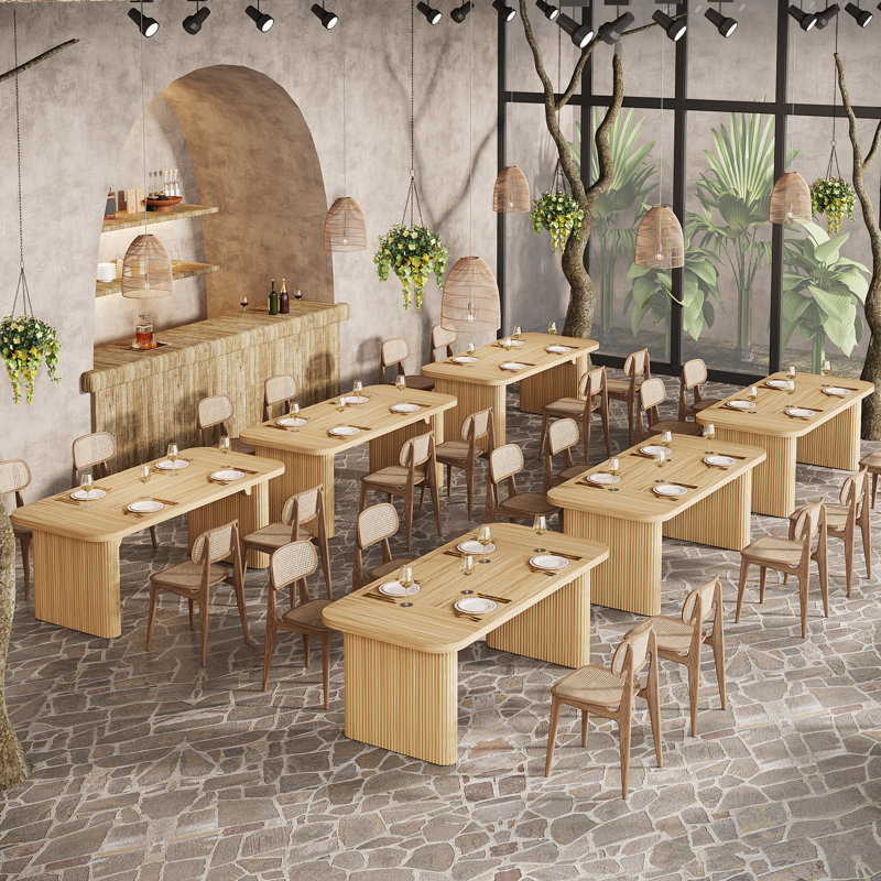 Modern Wood Dining Table, Rectangle Kitchen Table For Dining Room, Restaurant, Natural