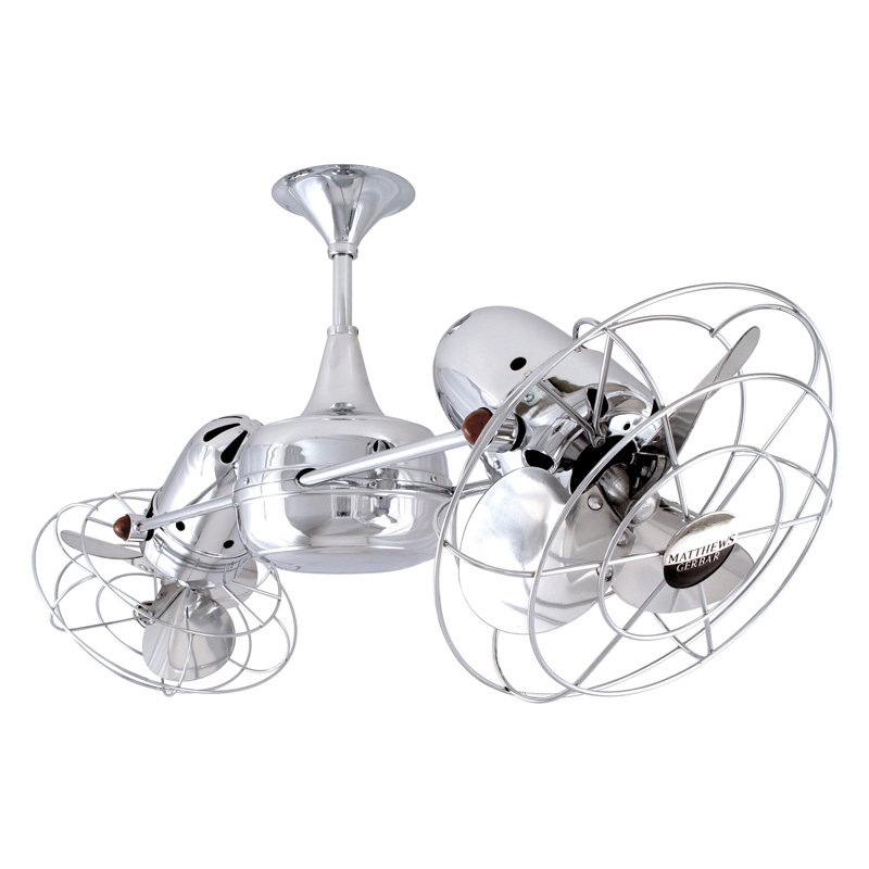 36" Duplo-Dinamico 6 Blade Ceiling Fan, Polished Chrome, 39" Wide