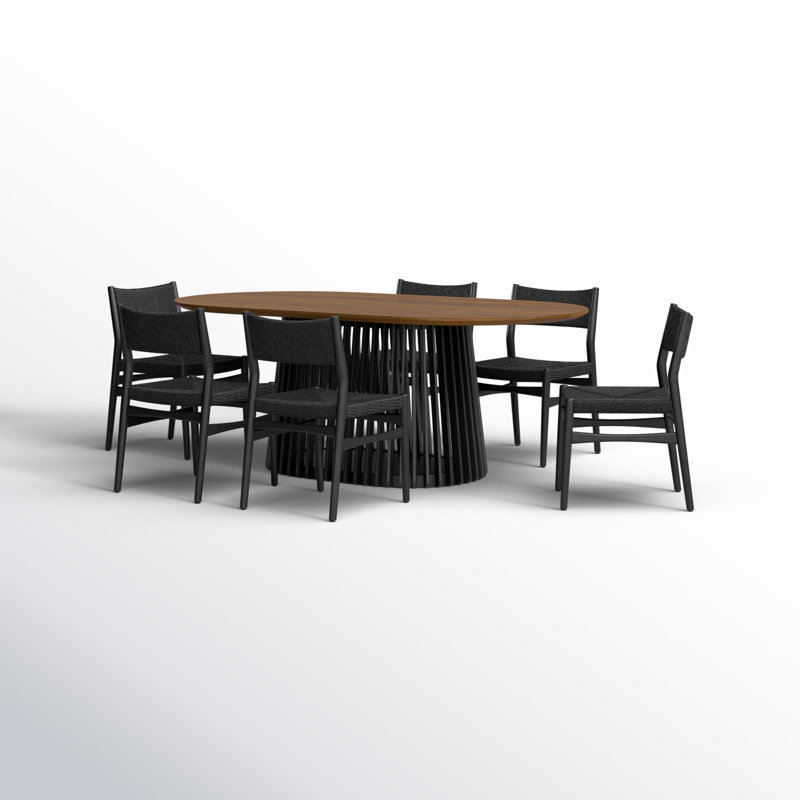 Ensemble de salle à manger ovale L 79 po x l 43 po Brysa, Noir, Noyer, Noir