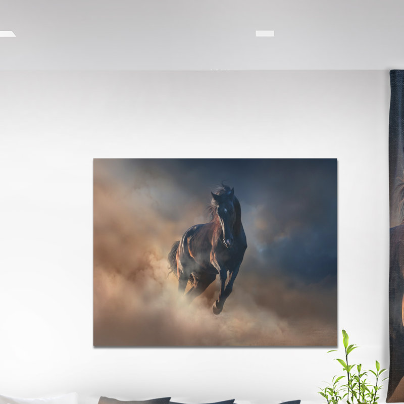 «Black Stallion Horse», reproduction de photo sur toile tendue, H 30 po x l 40 po x P 1,5 po