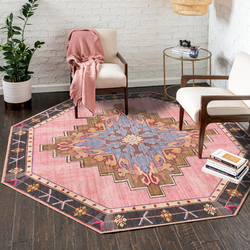 Glessite Chenille Geometric Indoor Rug, Octagon 5'0"