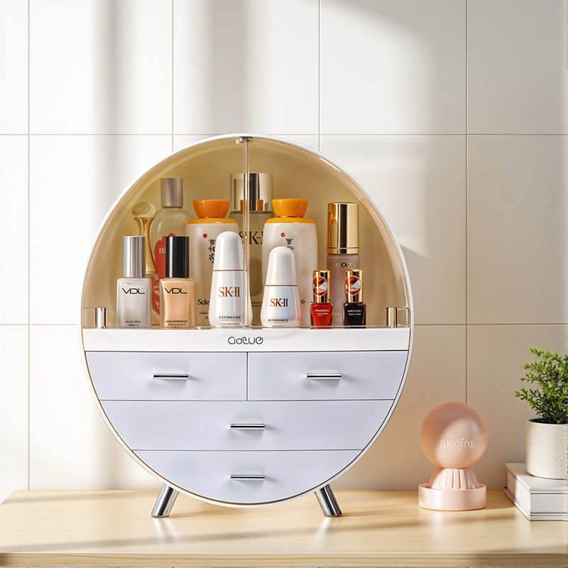 Modern Round Dustproof Cosmetic Storage Organizer