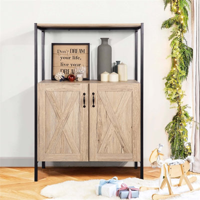 Armoire de rangement rustique en bois avec tablettes