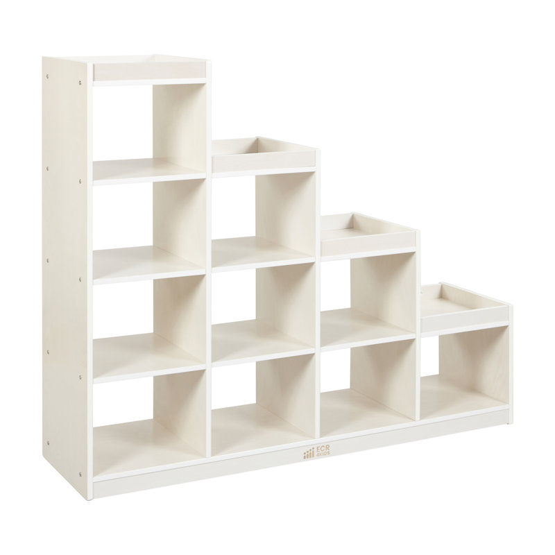 Natural Birch 10-Cubby Stair Step Storage Cabinet