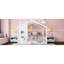 Lit cabane sur pied deux places, lit avec espace de couchage semi-fermé, tablette de rangement, support fiable, blanc, design de style cabane de jeu.-528015529-528015530