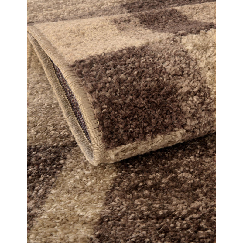 Alair Abstract Light Brown Area Rug, Square 7'10"
