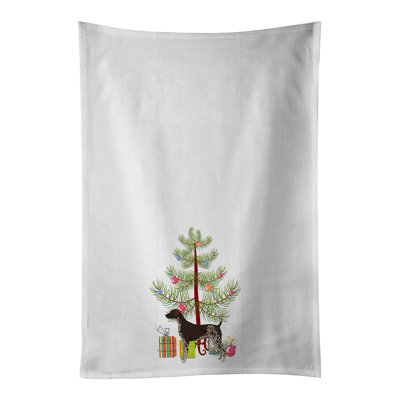 Ensemble de 2 essuie-tout allemand à poils courts et arbre de Noël blanc