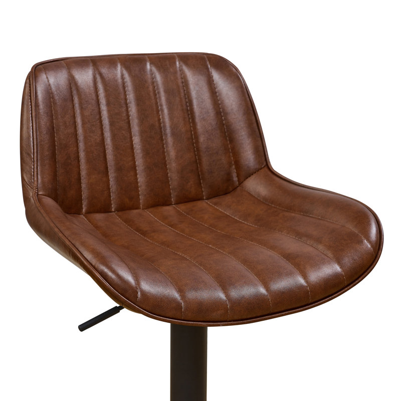 Adjustable Height Swivel Bar Stool, Cognac/Black