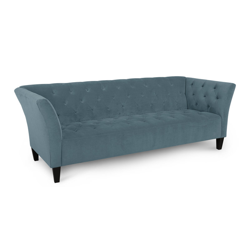 Carruth Upholstered 91'' Sofa, Bella Peacock Performance Velvet