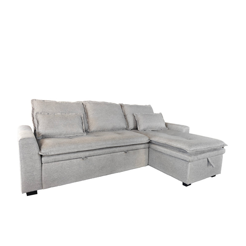 3 Seater Fabric Sofa & Chaise, Silver