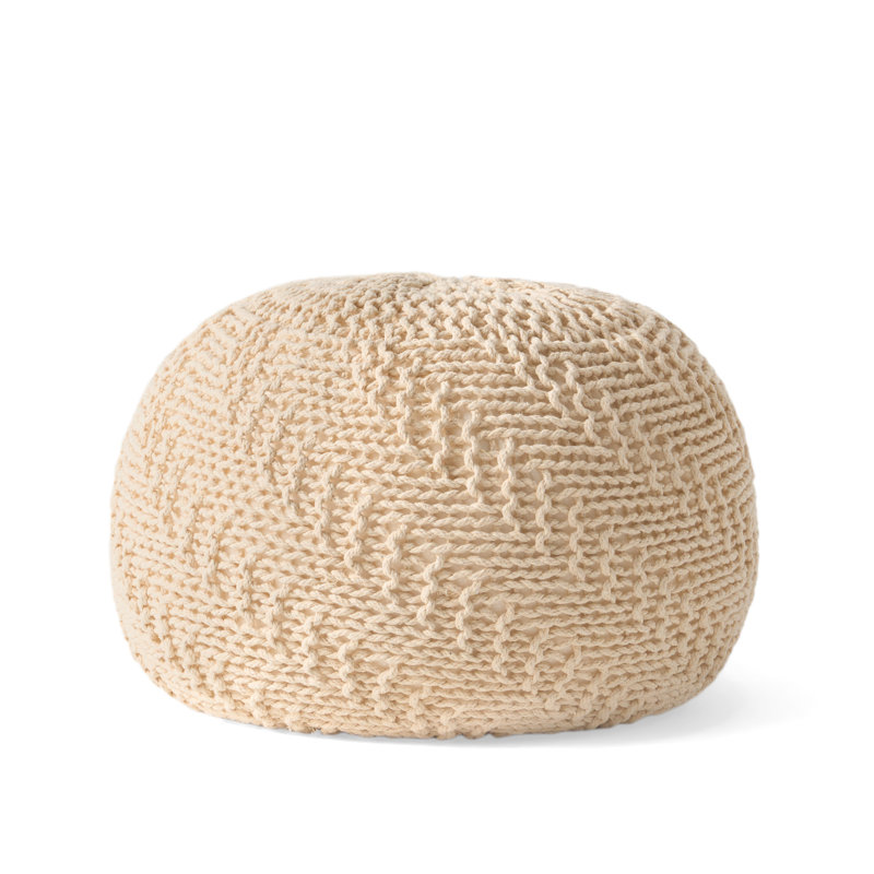 Pouf rond 19,75 po Moreland, Coton beige