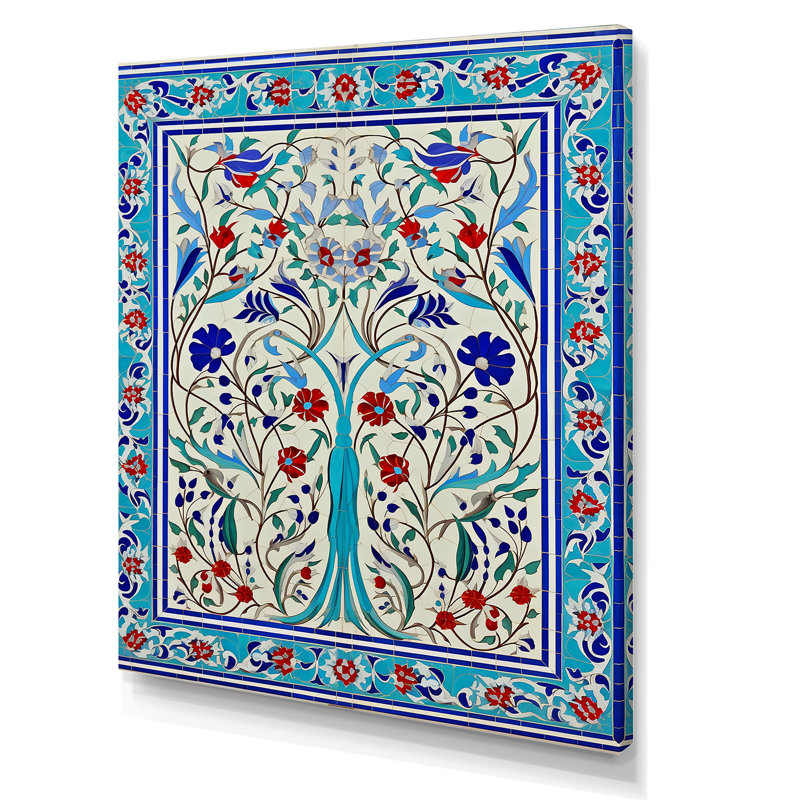Carreaux bleus marocain, porte III, art mural abstrait, Toile tendue, H 40 po x l 30 po x P 1,5 po