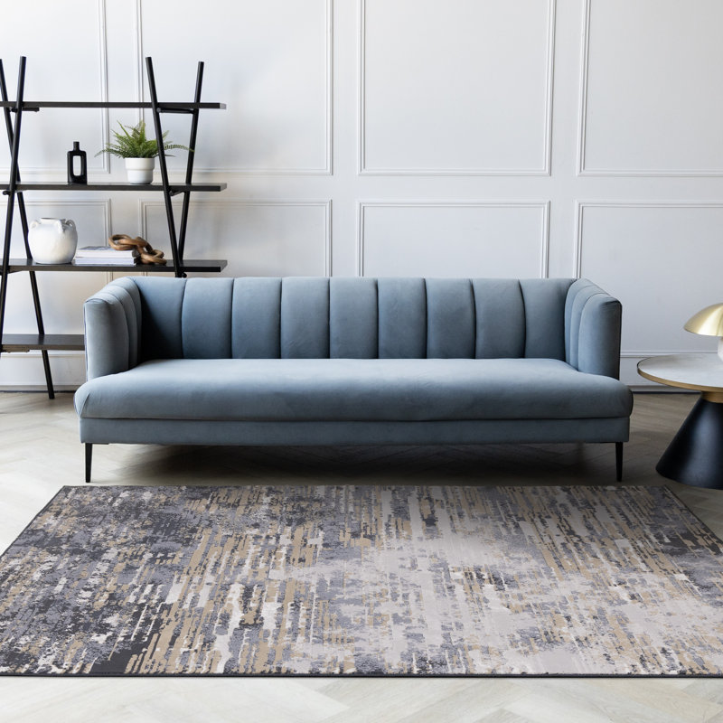 Tapis abstrait bleu Lilith, Rectangle 7 pi 10 po x 10 pi 10 po