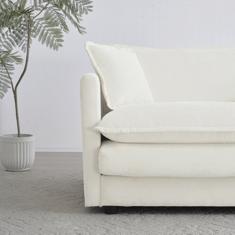 Canapé modulaire Free Combination, canapé modulaire 4 places, tissu chenille confortable, Chenille blanche