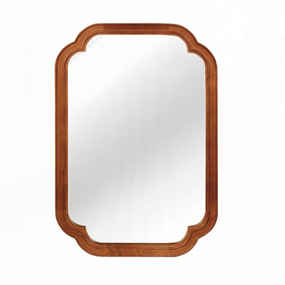 Solid Wood Frame Rounded Corner Decorative Mirror