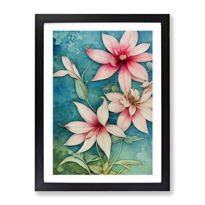 Flowers No.3 - Single Picture Frame Painting, 64cm H x 46cm W x 2cm D, Black Framed