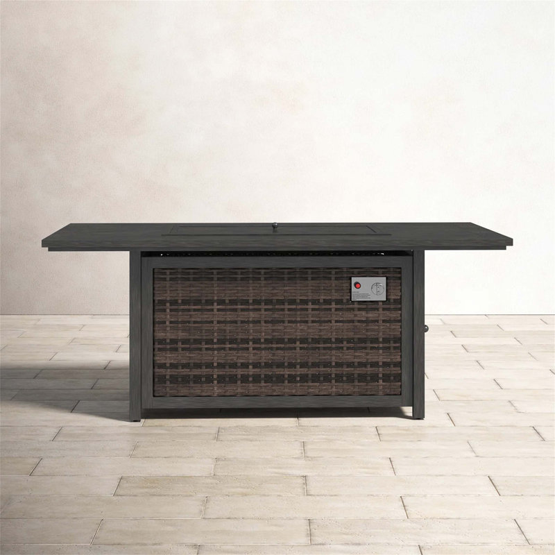 Aluminum/Wicker Propane Fire Pit Table, Espresso
