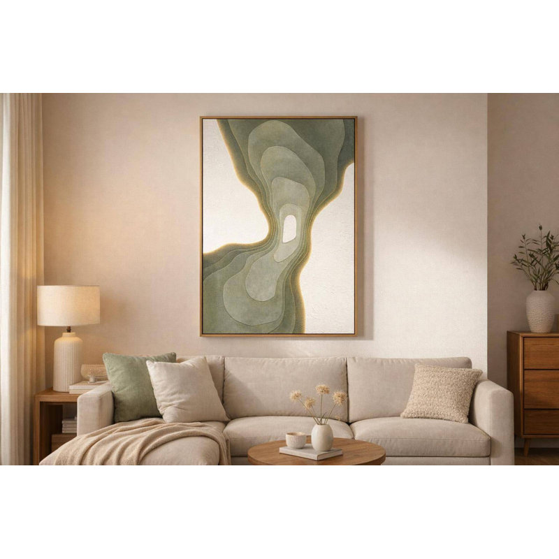 Verdant Passage - 47 po x 35 po - Toile DEL peinte à la main avec cadre