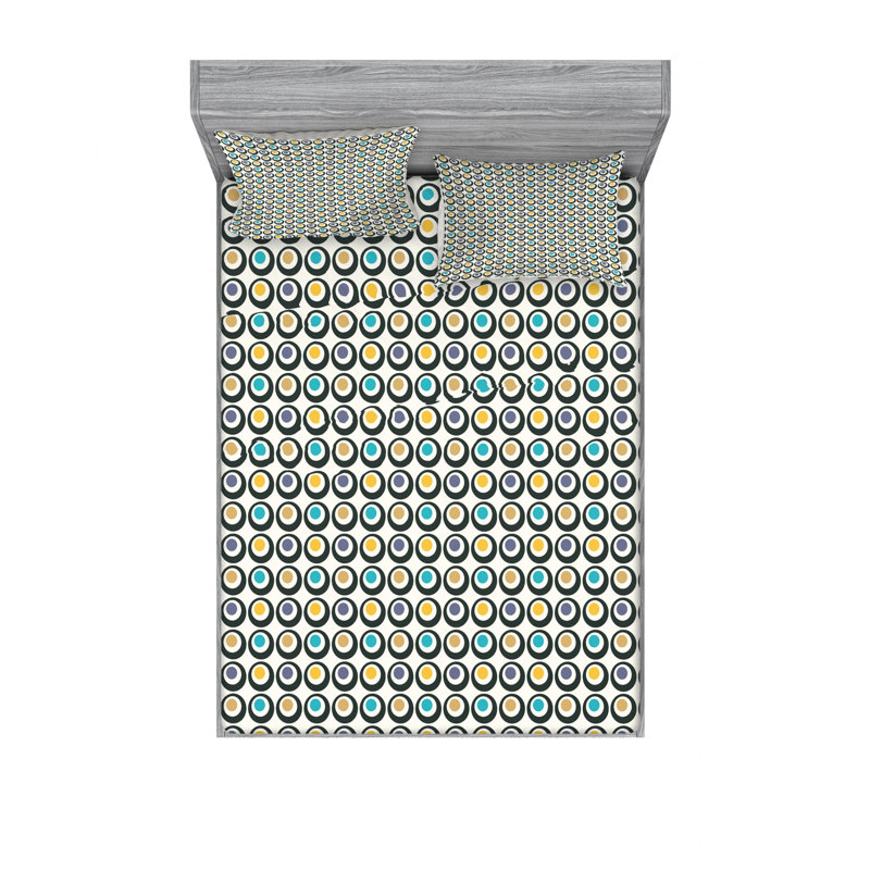 Ensemble de draps Bold Circles, Ensemble de drap pour grand lit avec drap-housse, Pois symétriques