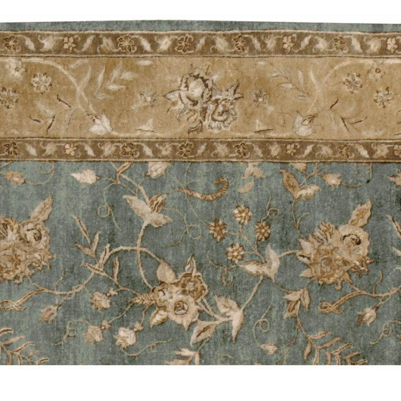 Hand Knotted Oriental Area Rug in Medium Blue/Beige, Rectangle 6' x 9'