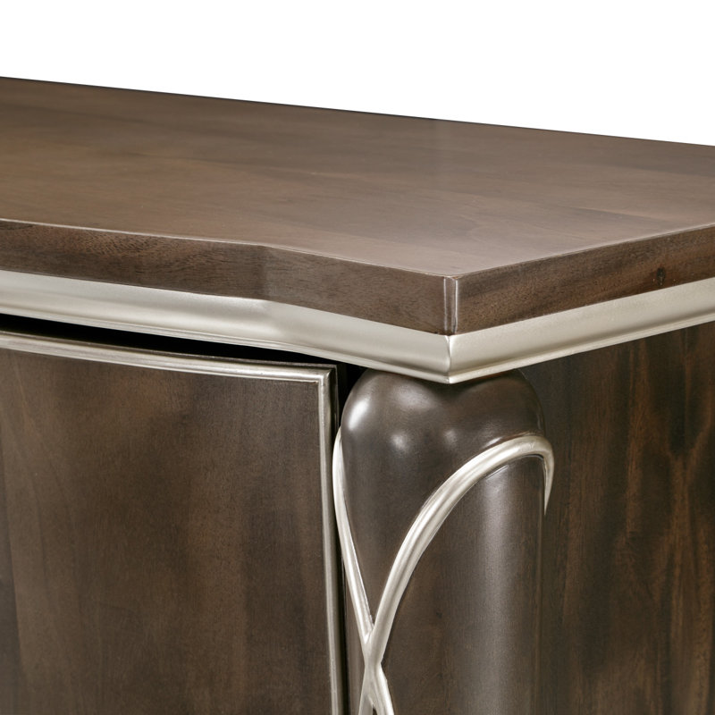 Villa Cherie Highboy Chest, Silver/Hazelnut