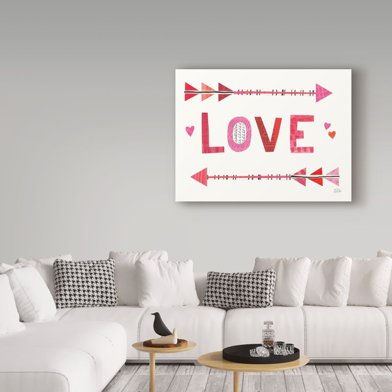 « love words iii », art textuel sur toile tendue, H 24 po x l 32 po