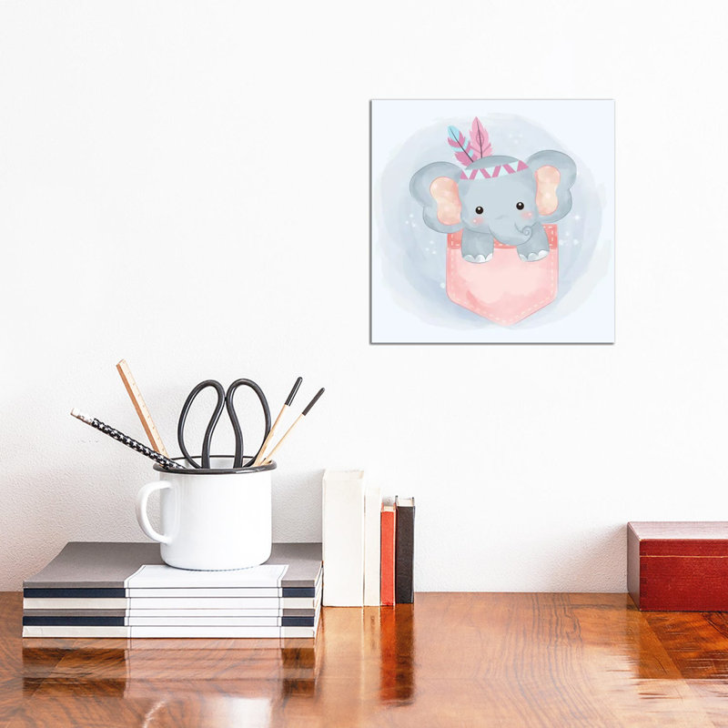 Elephant For Children's Room by Art Mirano - Wrapped Canvas Print, 30.48cm H x 30.48cm W x 1.91cm D