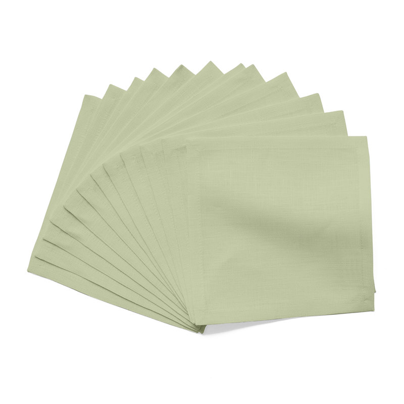 100% Pure Linen Cocktail Napkins - Athena, 6" x 6", Sage Green