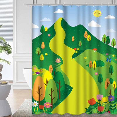 Green Waterproof Shower Curtain,Shower Curtains for Bathroom with 12 Hooks