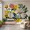 Papier peint floral géométrique, décoration murale amovible moderne