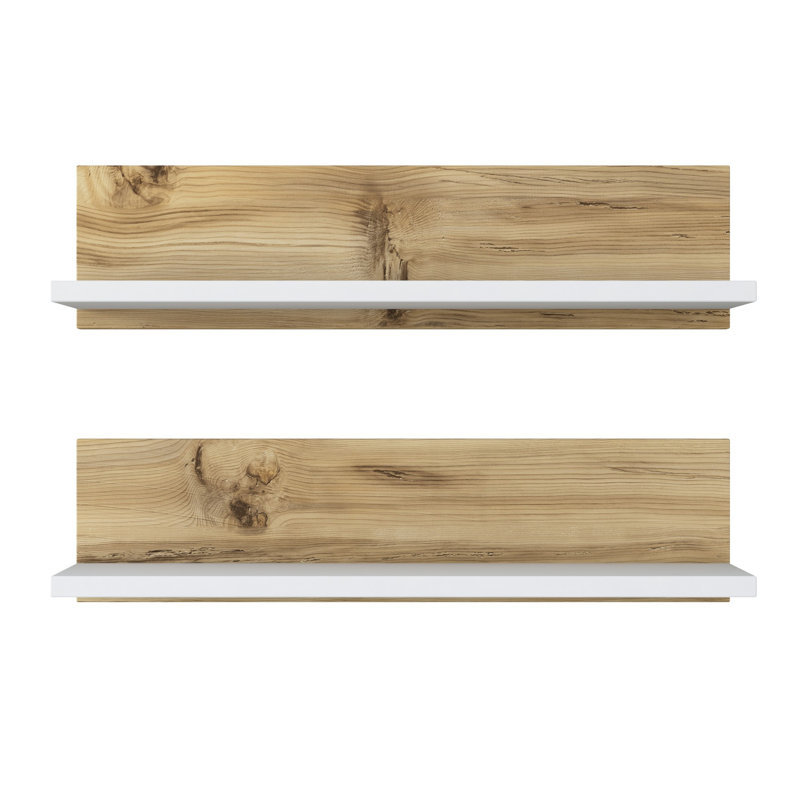 Herlene 2 Piece Accent Shelf, Oak/White