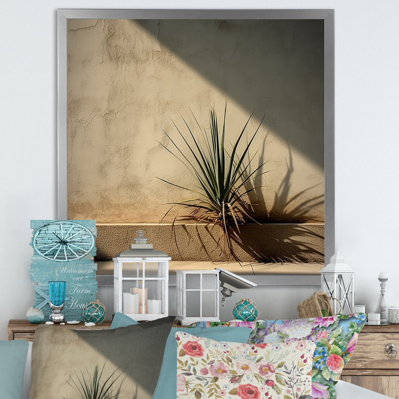 Plantes de minimalisme sur toile, Cadre simple argenté, H 24 po x l 24 po x P 1 po