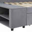 Lit plateforme simple tapissier en forme de L avec rangement et tiroirs