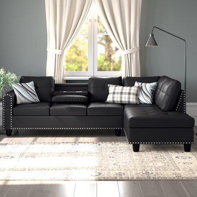 Louvenia Faux Leather L-Shaped Sectional