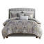 Housse de couette grise en coton avec coussins décoratifs et taies décoratives 5 pièces-127366380
