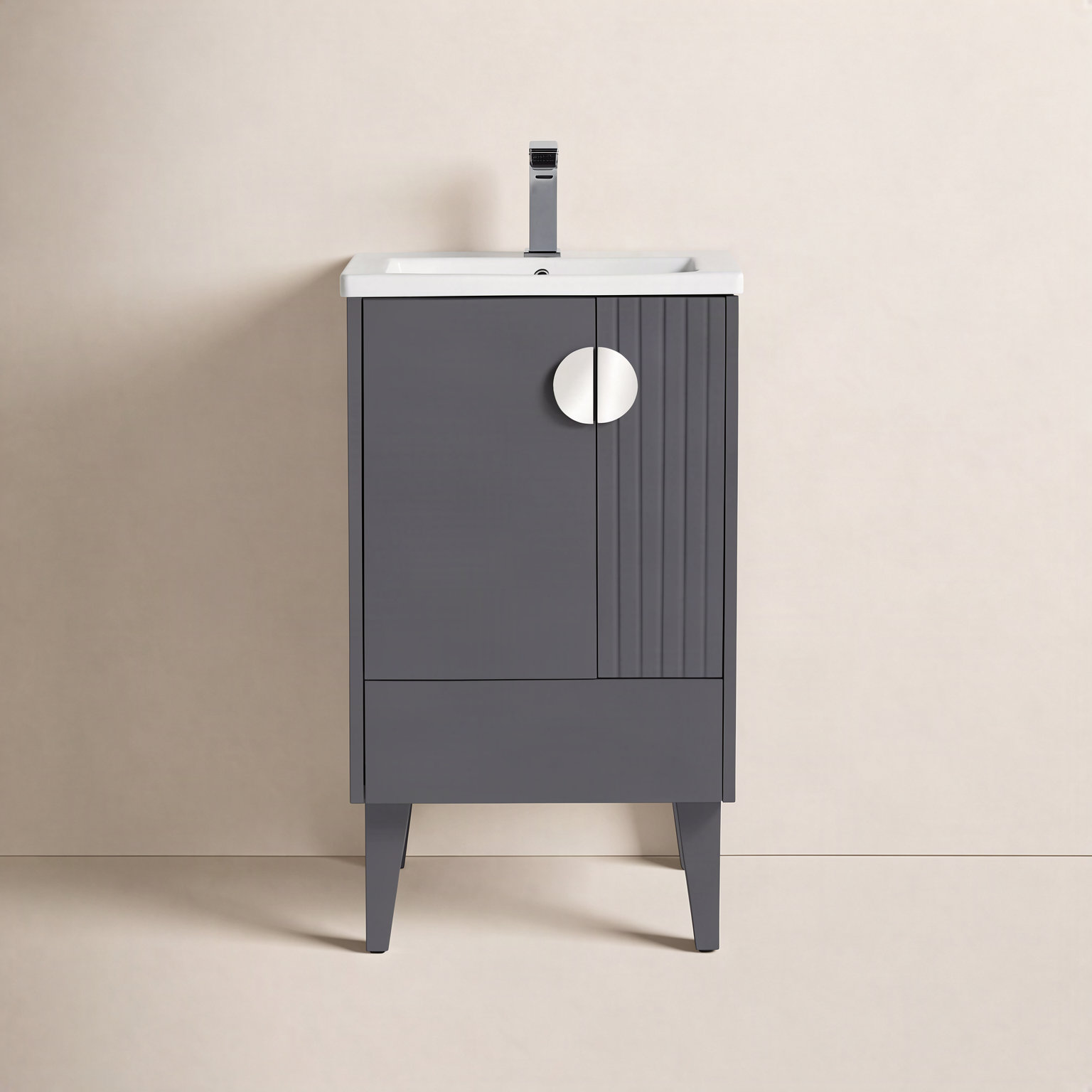 Saimah 20 " Single Bathroom Vanity, Rock Gray, Polished Chrome