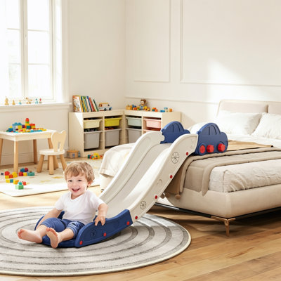 Glissade de canapé QABA extra longue, jouet de glissade intérieure pour canapé et lit, glissière de jeu facile à assembler pour les tout-petits, les bébés et les enfants, bleu