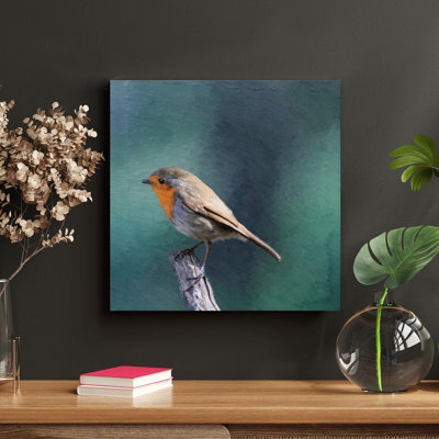 " European Robin Bird On The Top Of A Twig " Painting Print