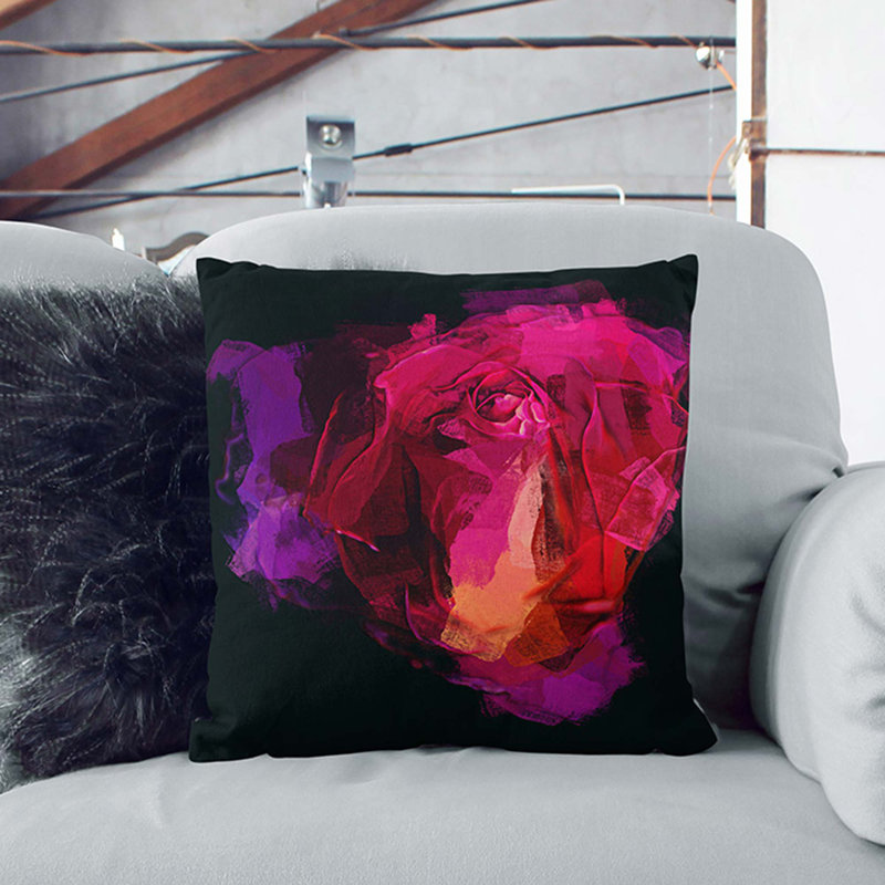 Abstract Square Throw Cushion, Black, 55cm H x 55cm W x 20cm D