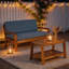 Ensemble de conversation d'extérieur en bois d'acacia 2 pièces, causeuse et table basse à deux niveaux avec coussins bleus résistants à l'eau, ensemble de meubles de patio rustique minimaliste d'une capacité de 350 lb-130372115