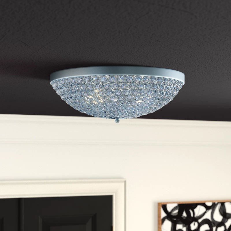 Fonzie Glass Flush Mount, Plated Silver