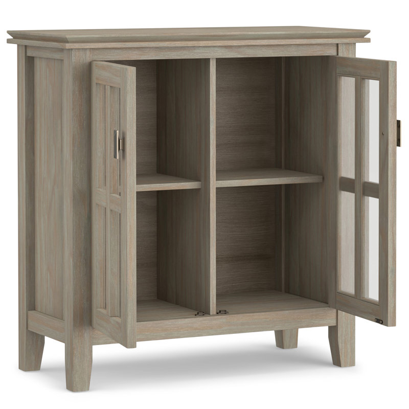 Artisan Handcrafted Solid Wood Low Storage Cabinet in Distressed Grey
