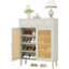 Armoire à chaussures 31,49 "en bois avec portes en rotin et tiroir, range-chaussures à 4 niveaux