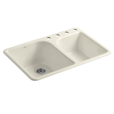 Executive Chef 33" L x 22" W Drop-In Kitchen Sink with 4 Faucet Holes