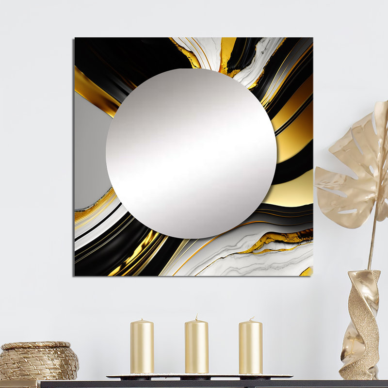 Sylviane - Miroir mural de salon abstrait, 29 po x 29 po