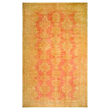 Decorative Rose and Tan Color Tribal Large Oversized Antique Turkish Oushak Rug