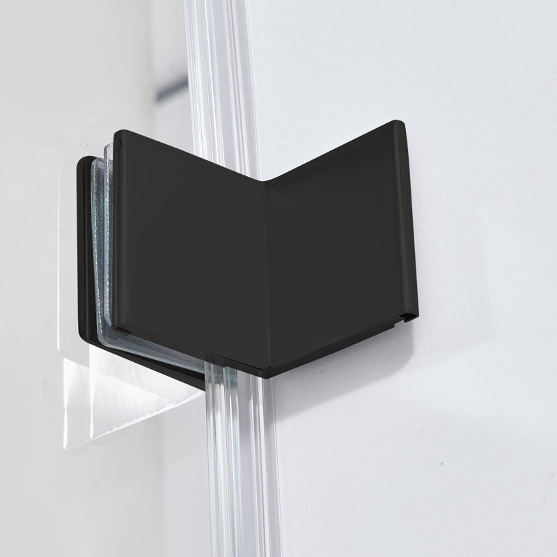 Porte de douche coulissante simple sans cadre l 60 po x H 76 po avec poignée, Noir, noir, noir, noir