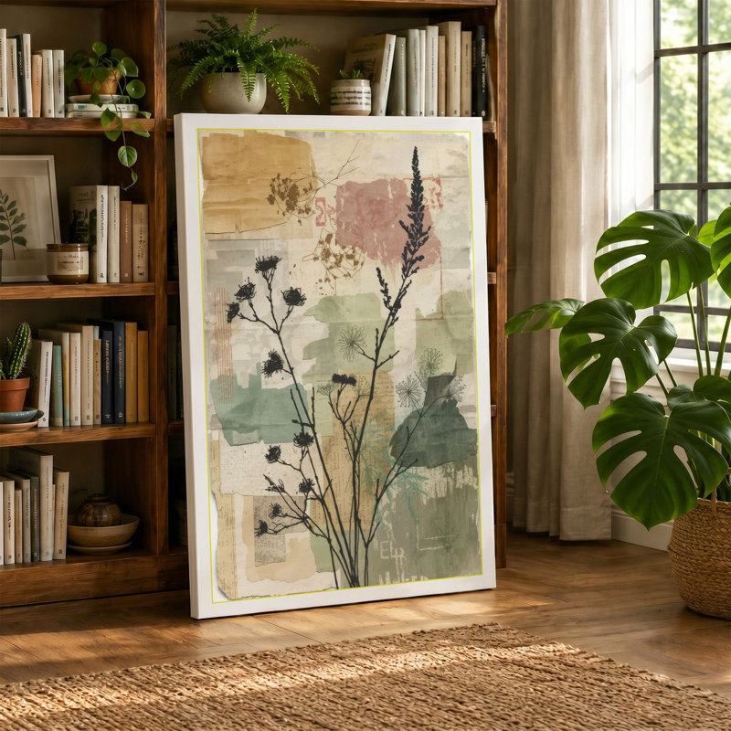 Study Botanical - Wrapped Canvas, 30x20 - 76.2 x 50.8 cm, Black Border