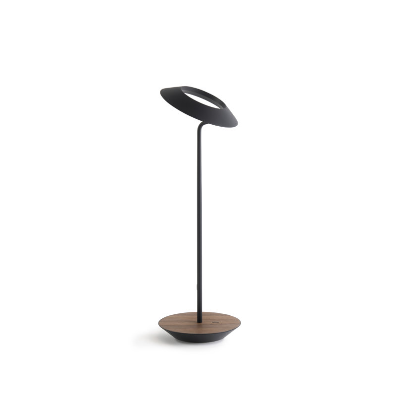 Royyo Metal USB Desk Lamp, Matte Black/Oiled Walnut